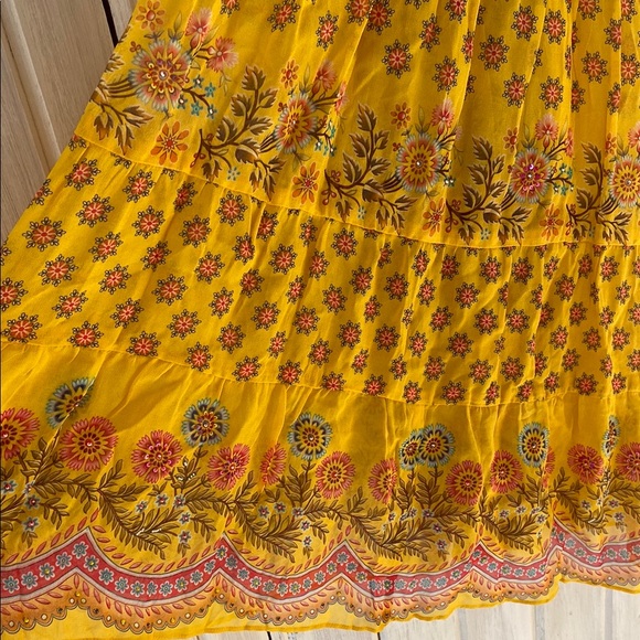Anthropologie Yellow Floral Skirt - Picture 2 of 8